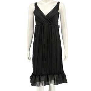 Calvin Klein Dress Womens 2 Black Knit Empire Waist V-Neck Party Cocktail LBD‎